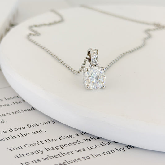 2.00ct Solitaire Moissanite Pendant Necklace